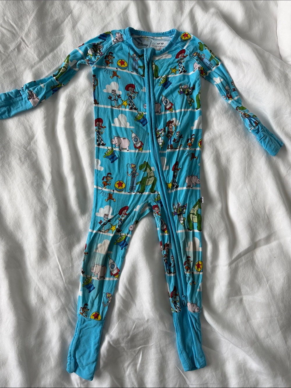 Little Sleepies Disney Toy Story Turquoise One-Piece Footed Pajamas